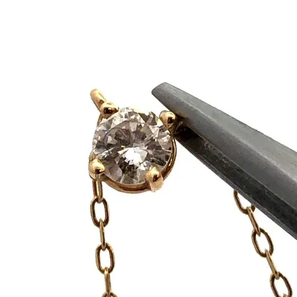 Designer 14K Yellow Gold Round Diamond Solitaire Pendant Chain Necklace